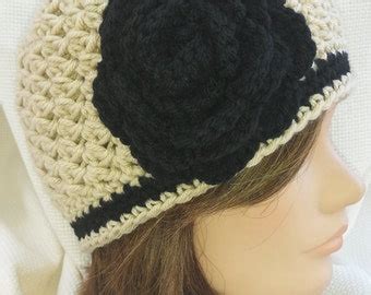 Tan/black Crochet Hat 